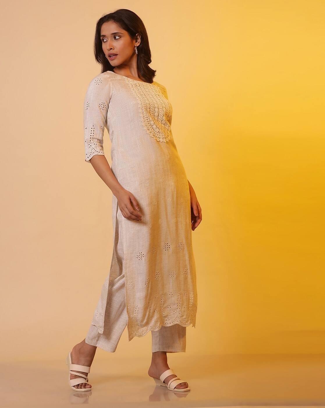 Women Embroidered Straight Kurta with Pants & Dupatta