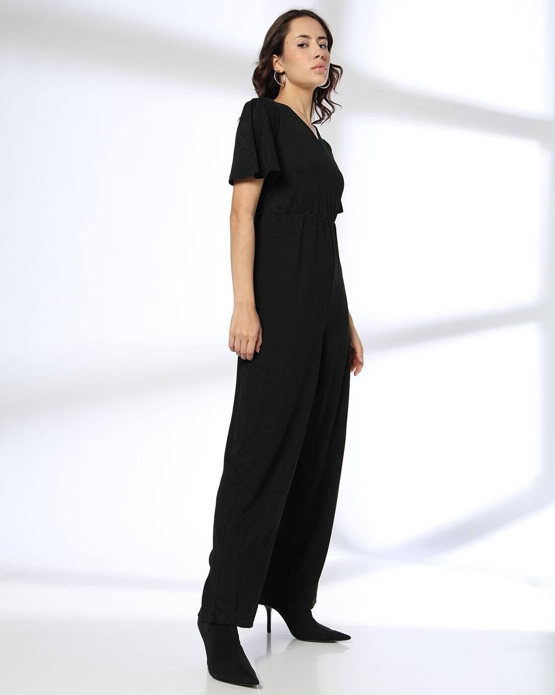 Women Glitter V-Neck Jumpsuit