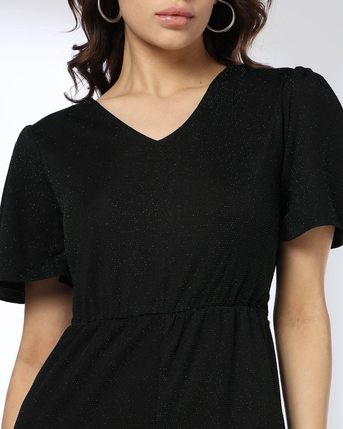 Women Glitter V-Neck Jumpsuit