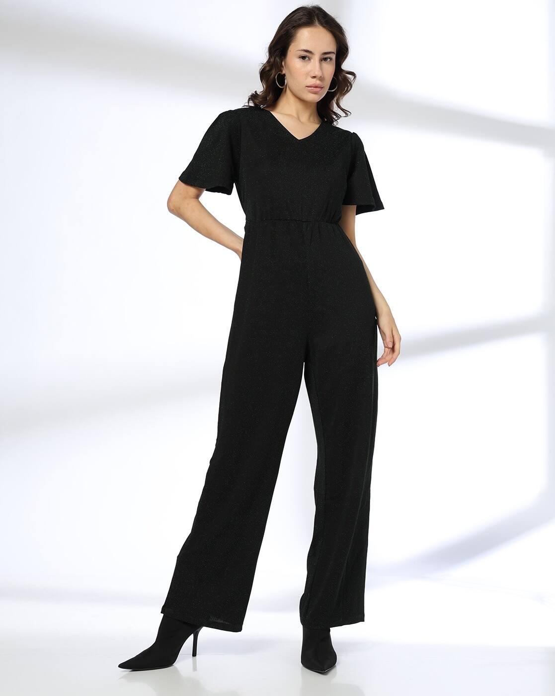 Women Glitter V-Neck Jumpsuit