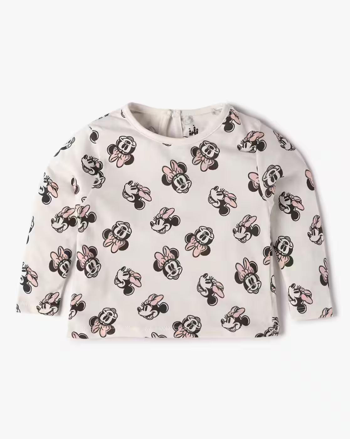 Girls Minnie Mouse Print Top & Dungaree Dress Set