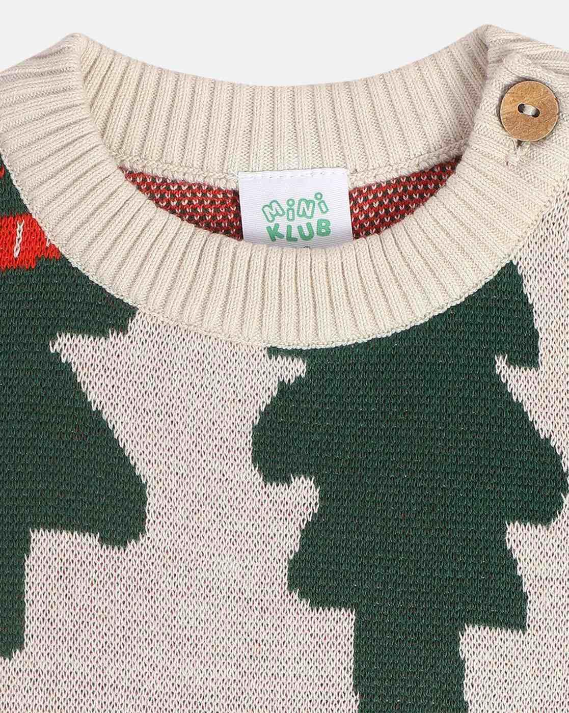 Unisex Patterned-Knit Cotton Round-Neck Sweater