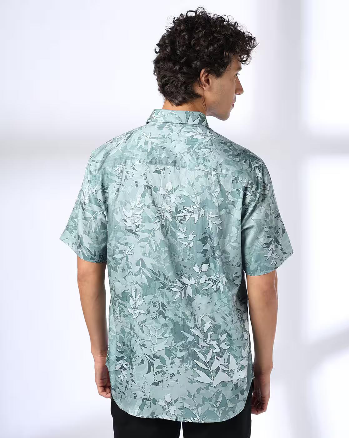 Men Floral Print Relaxed Fit Cotton Shirt