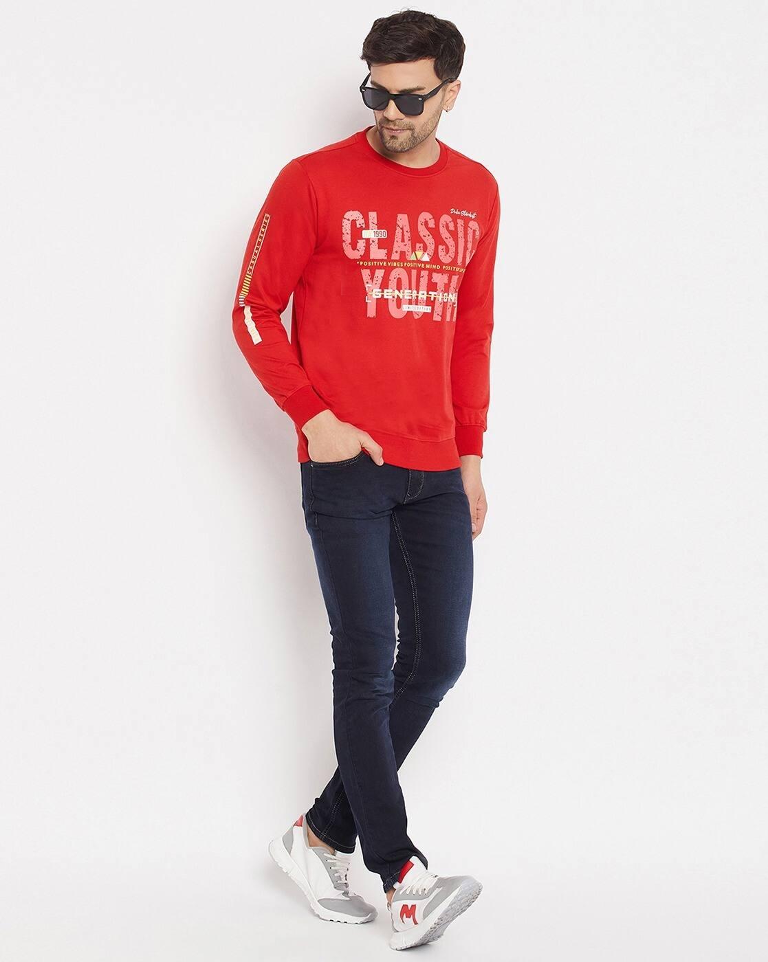 Men Typographic Print Slim Fit Sweatshirt