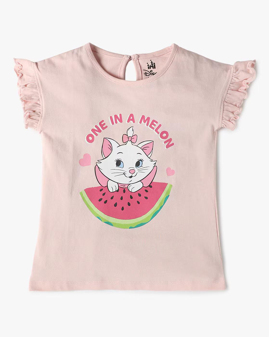 Girls Print Printed Regular Fit Round-Neck T-Shirt