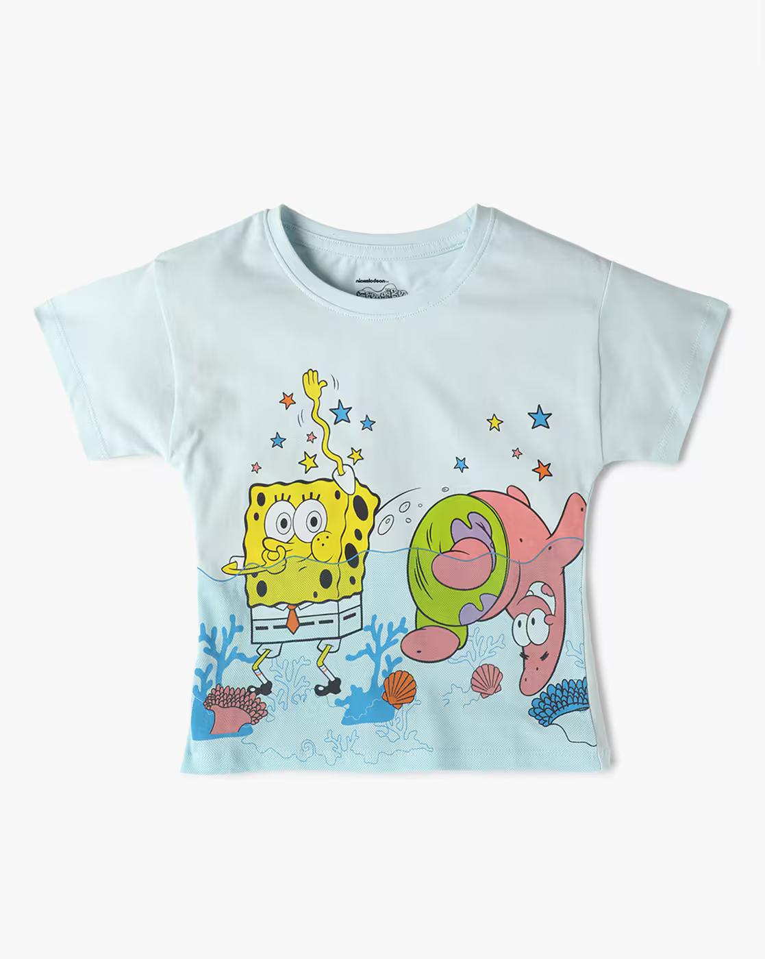 Girls Graphic Print Slim Fit Round-Neck T-Shirt