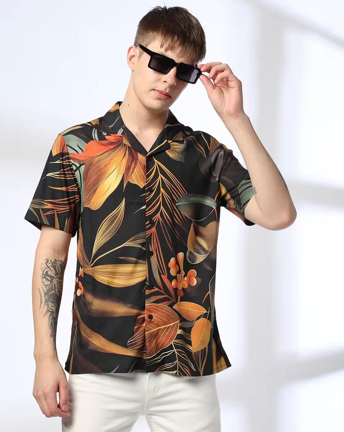 Resort AOP HS Shirt, RUST, S