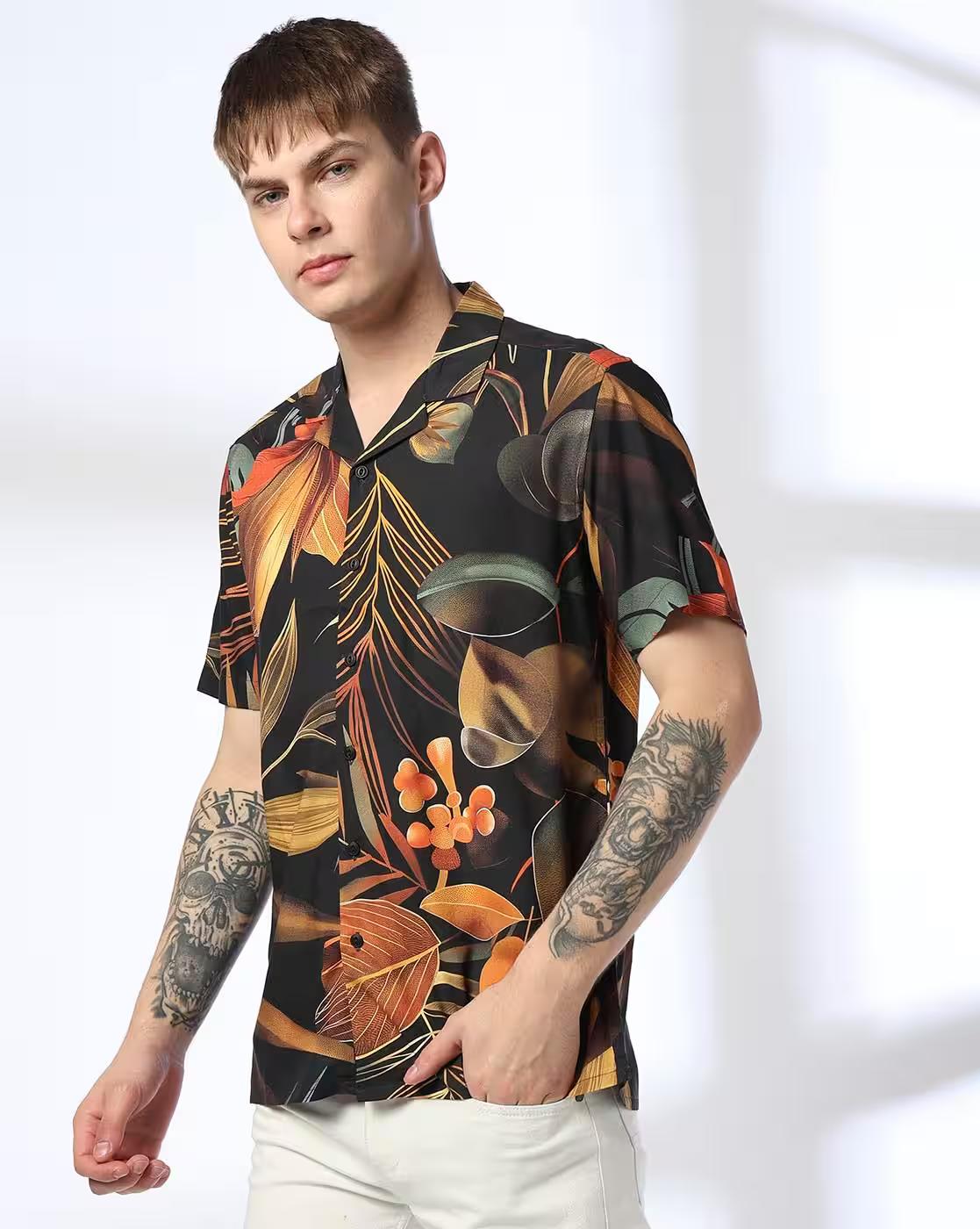 Resort AOP HS Shirt, RUST, S