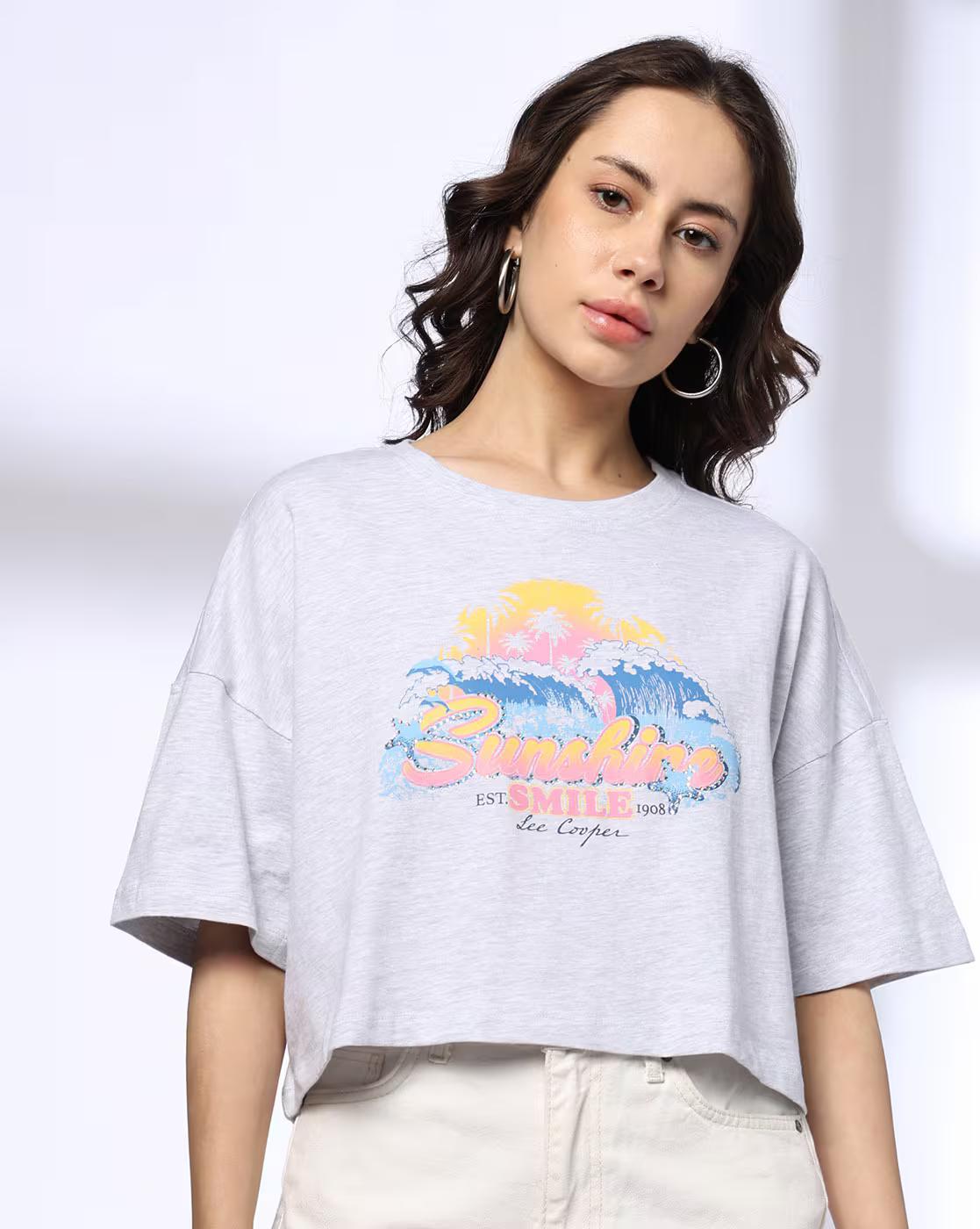 Women Graphic Print Boxy Fit Round-Neck T-Shirt