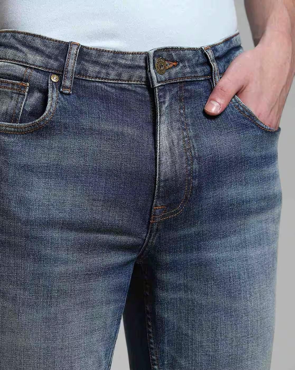 Men Mid-Wash Distressed Slim Fit Jeans