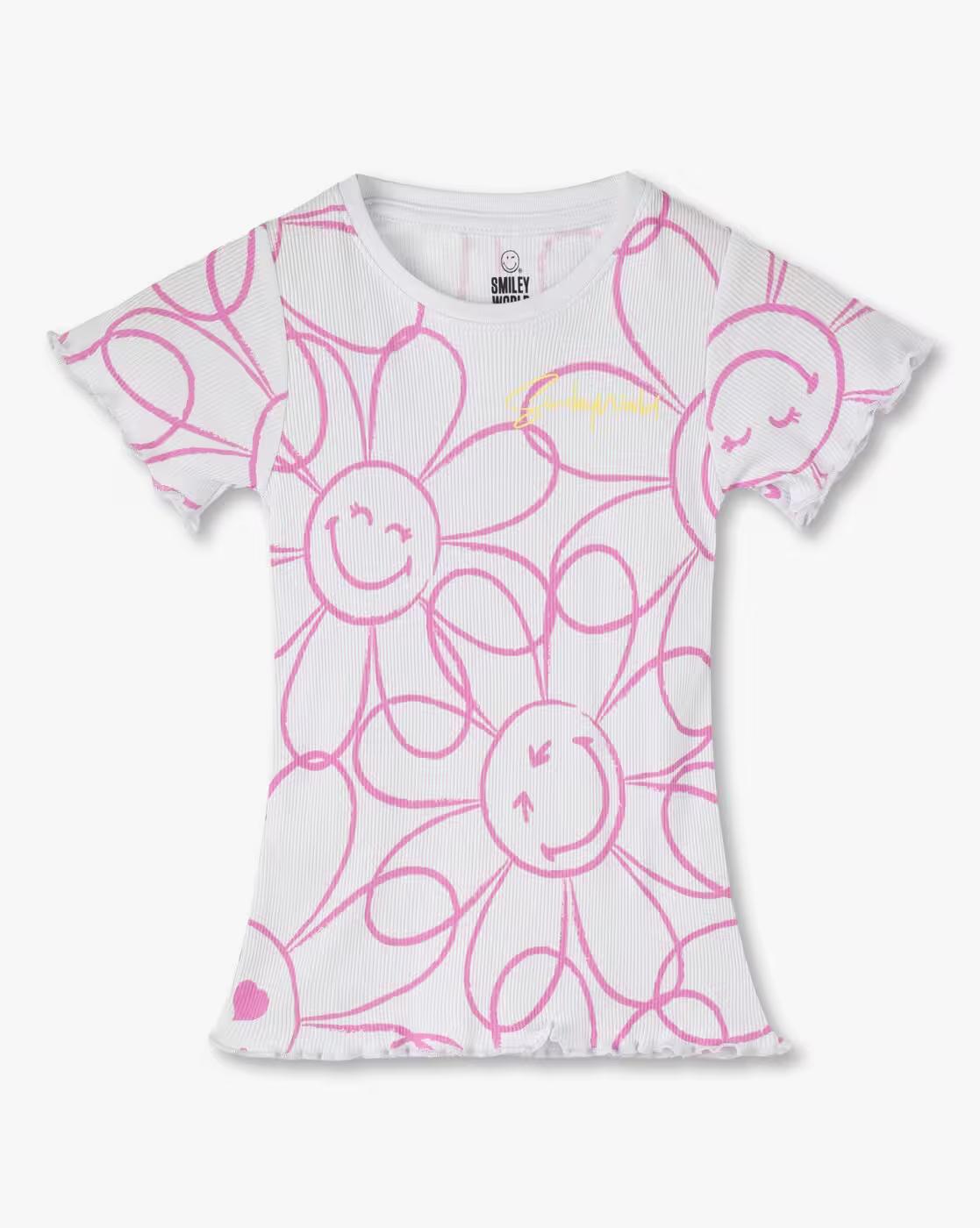 Girls Graphic Print Slim Fit Round-Neck T-Shirt