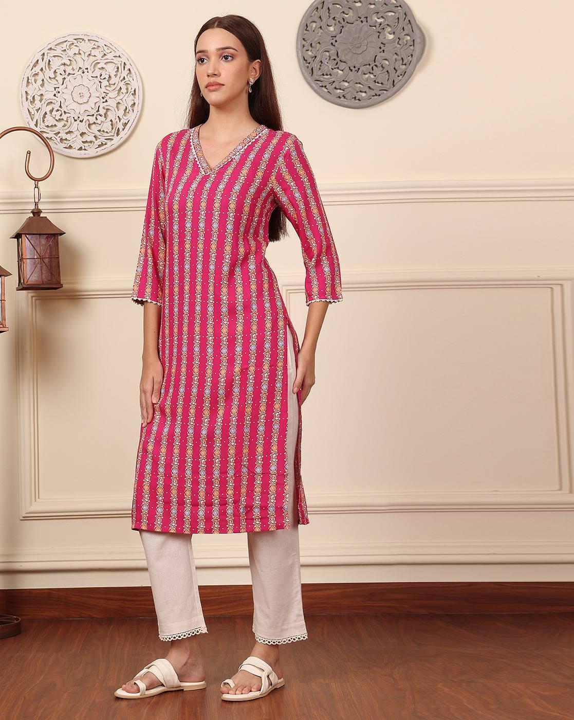 Women Floral Print Straight Kurta