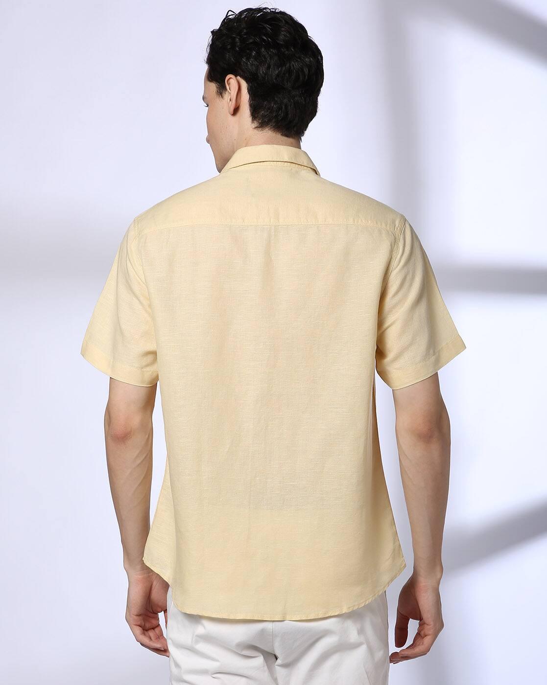 Men Relaxed Fit Solid- Cotton Linen Shirt