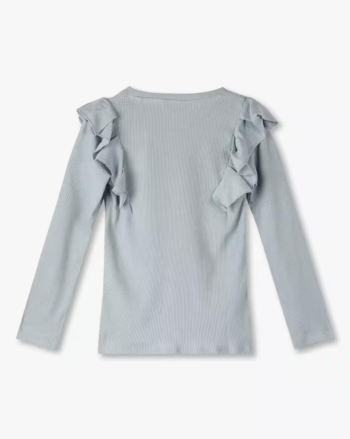 Girls Ribbed Slim Fit Round-Neck Cotton T-Shirt