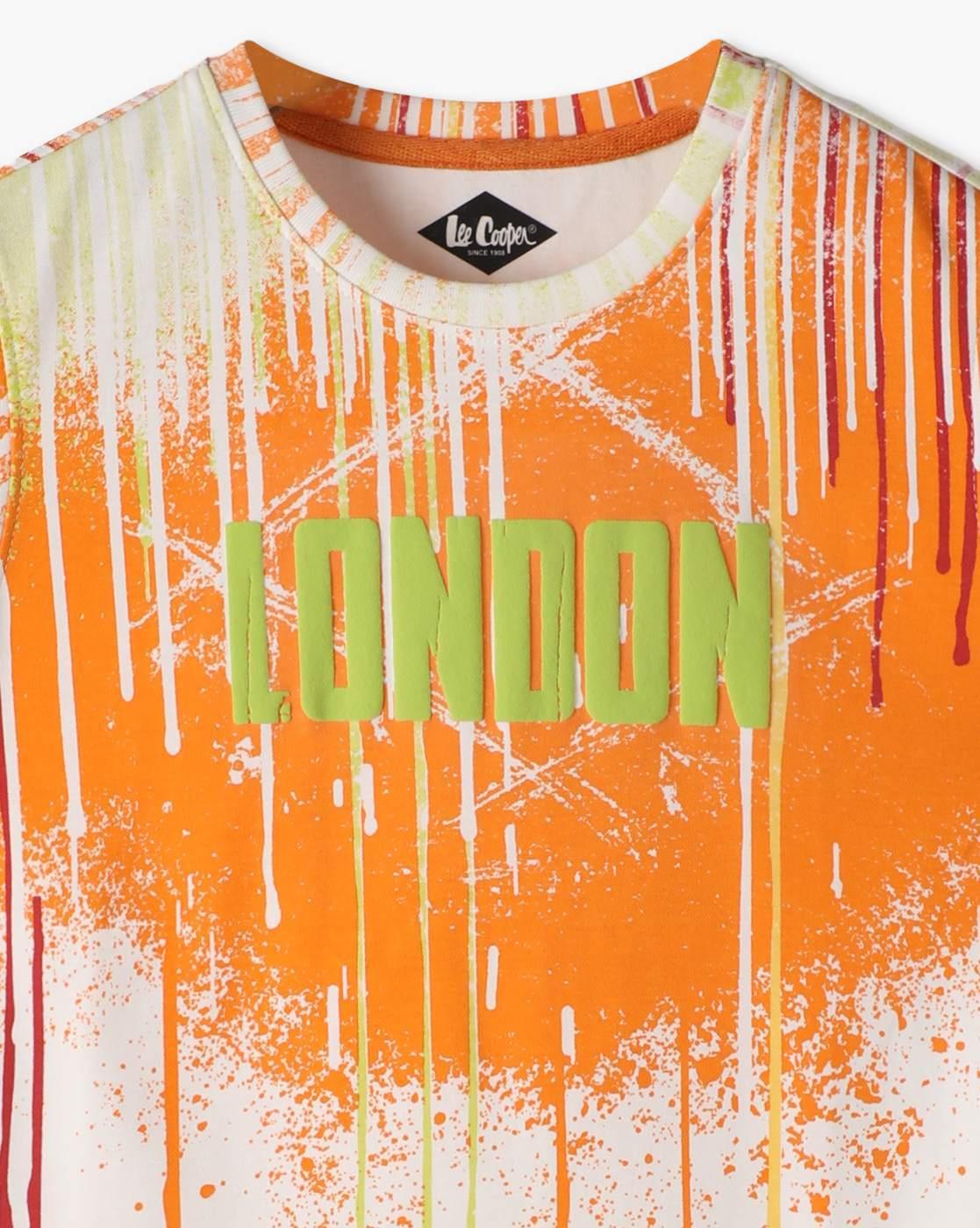 Boys Printed Regular Fit V-Neck T-Shirt