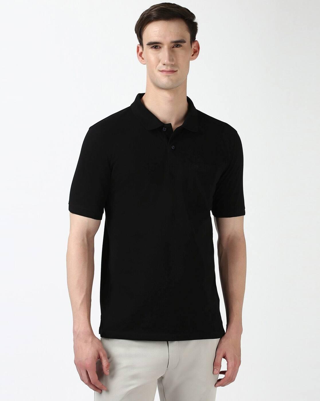 Men Regular Fit Cotton Polo T-Shirt with Patch Pocket