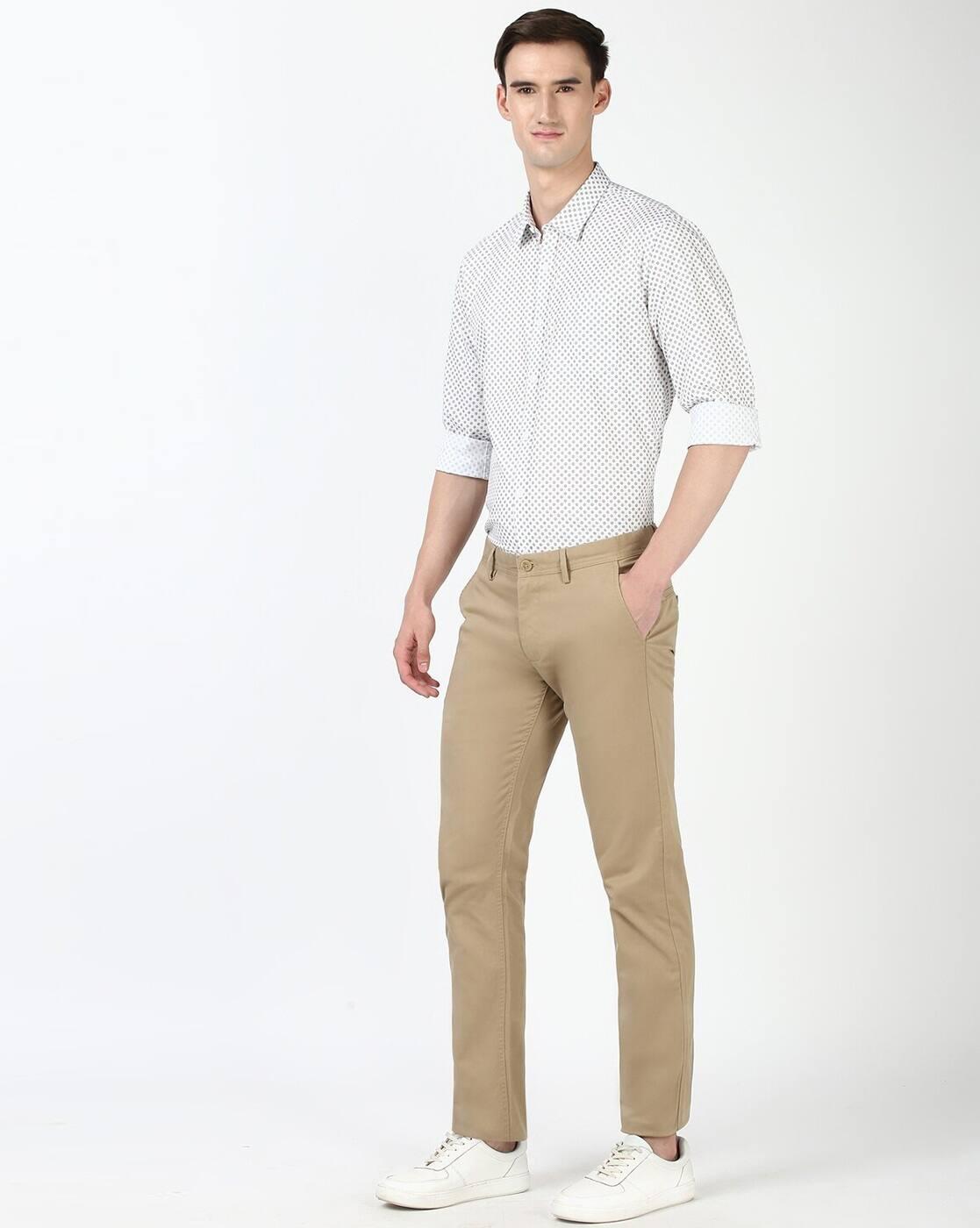 Men Slim Fit Flat-Front Chinos