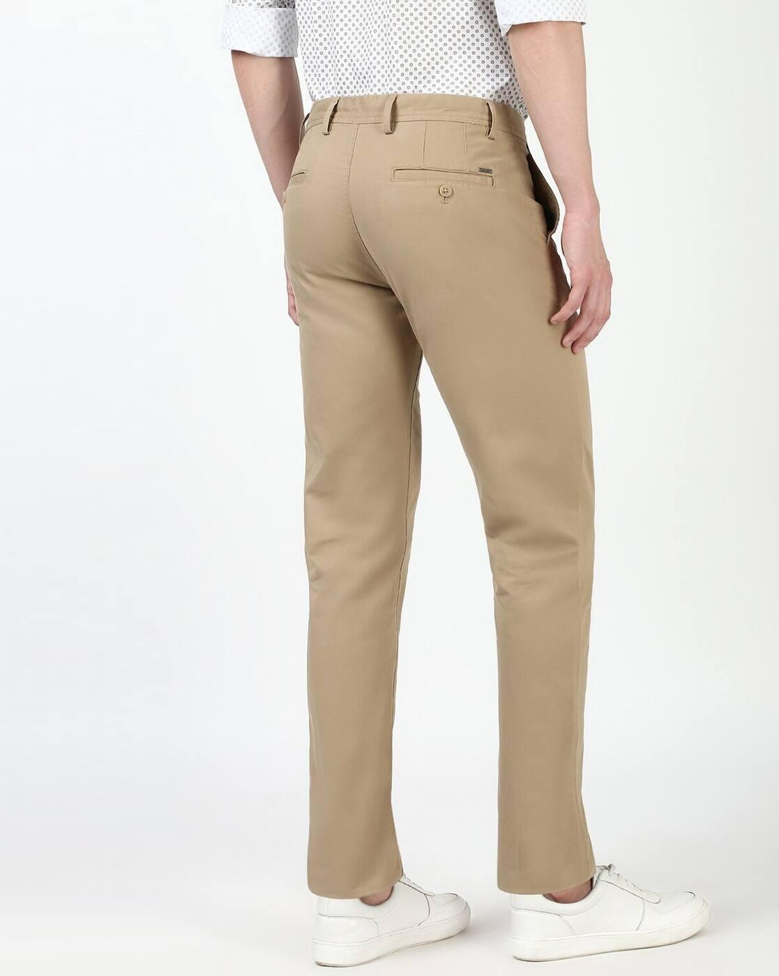 Men Slim Fit Flat-Front Chinos