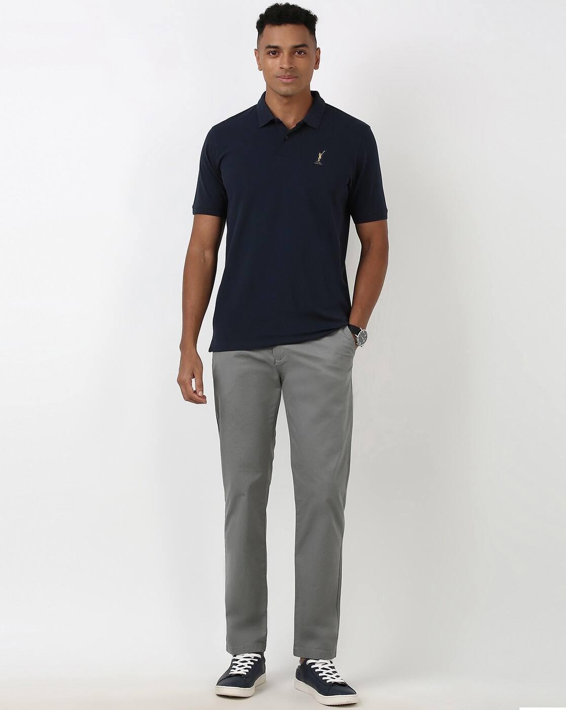 Men Slim Fit Flat-Front Trousers