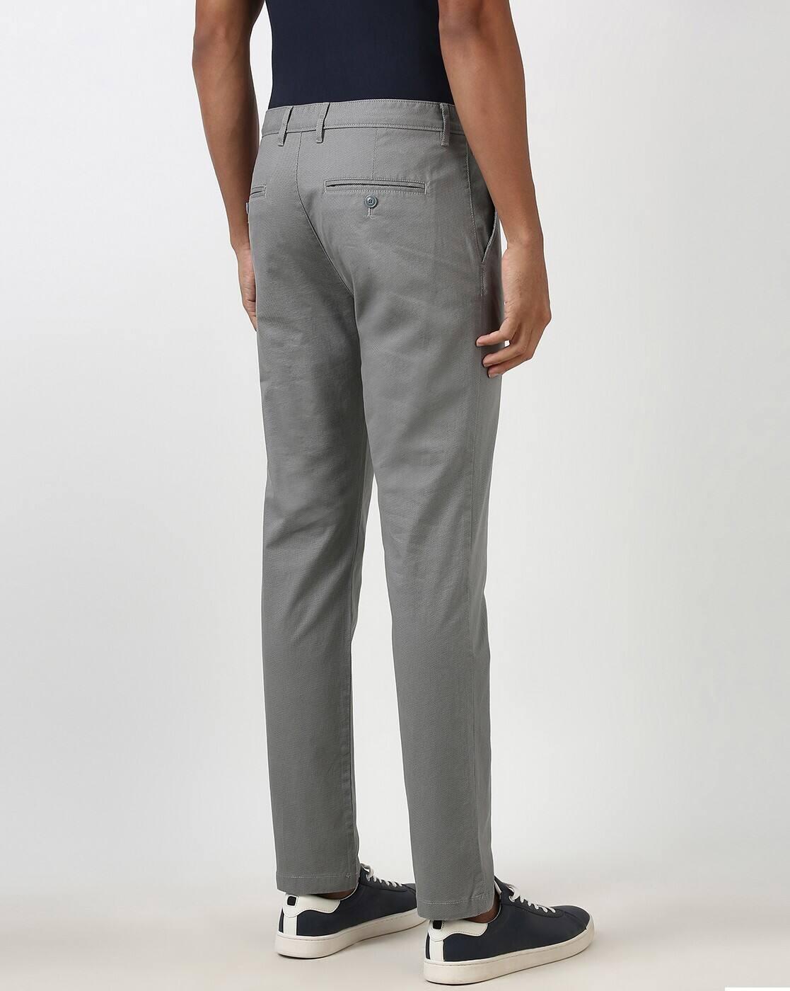 Men Slim Fit Flat-Front Trousers