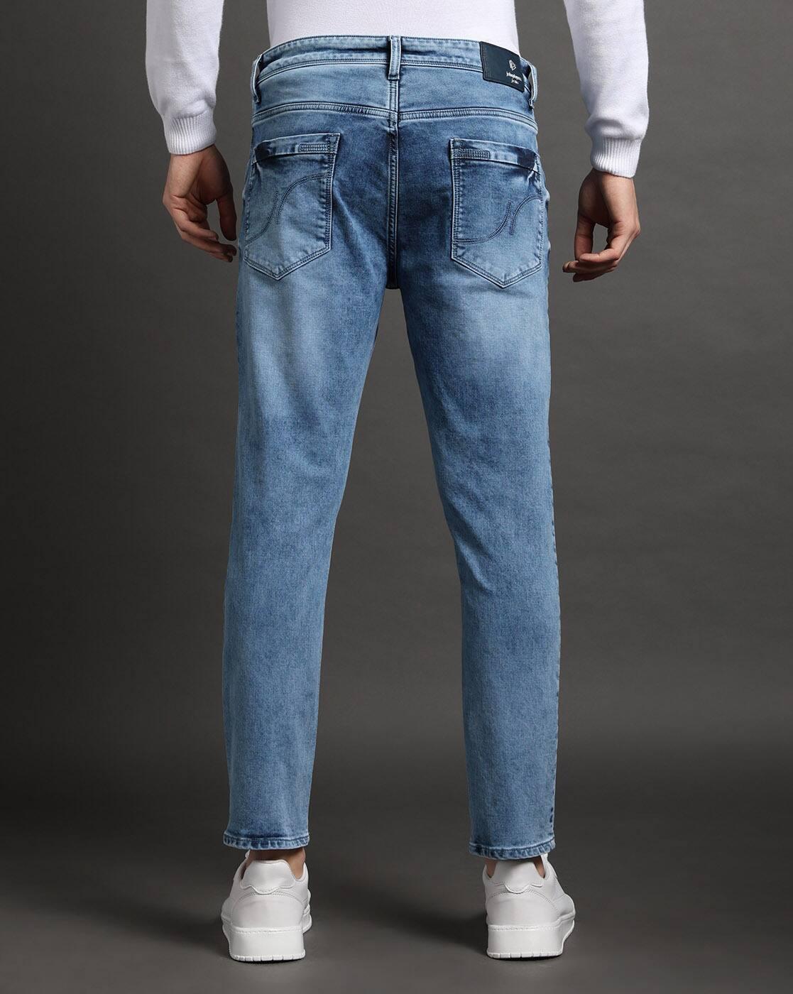 Men Mid-Wash Skinny Cropped Fit Jeans