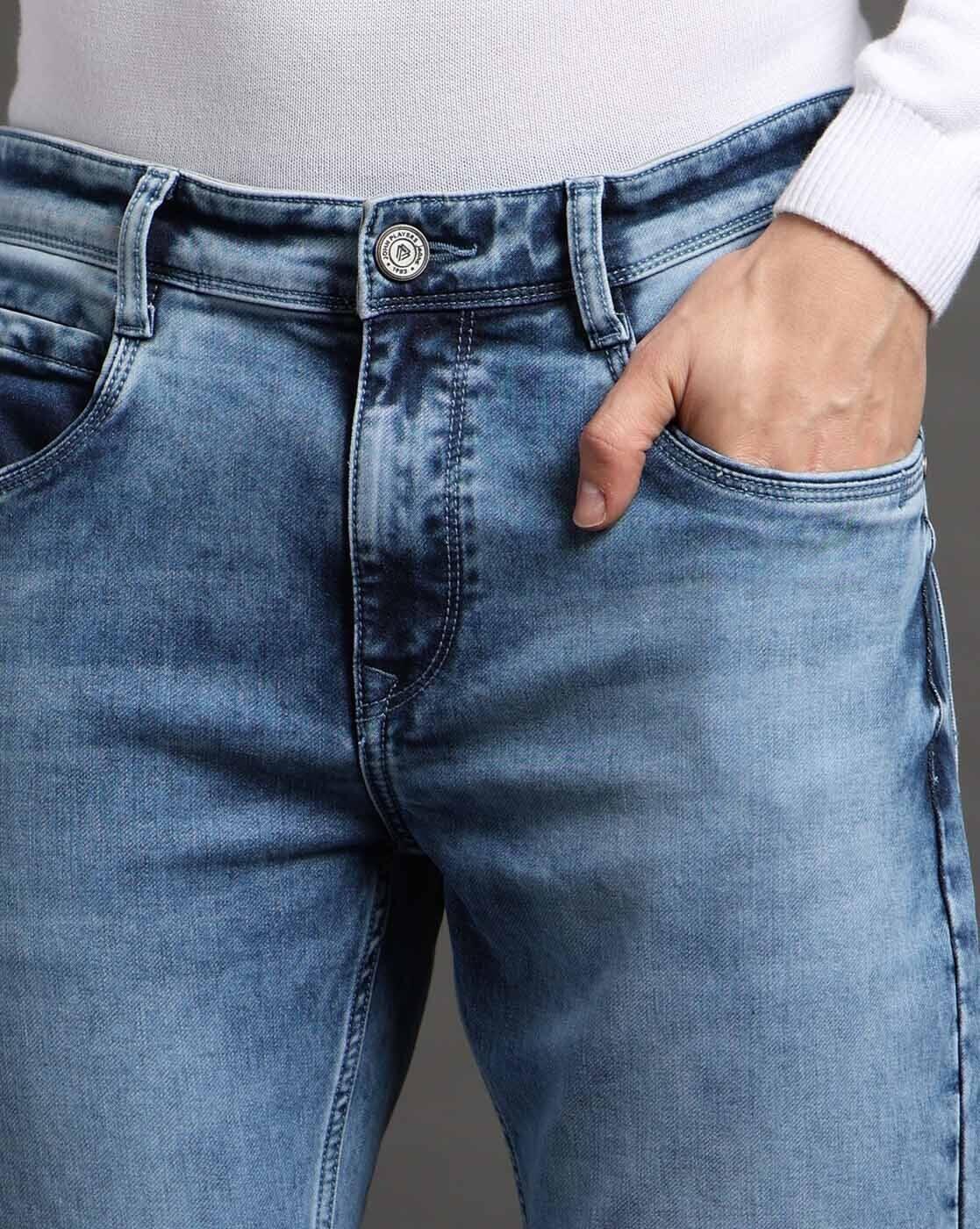 Men Mid-Wash Skinny Cropped Fit Jeans