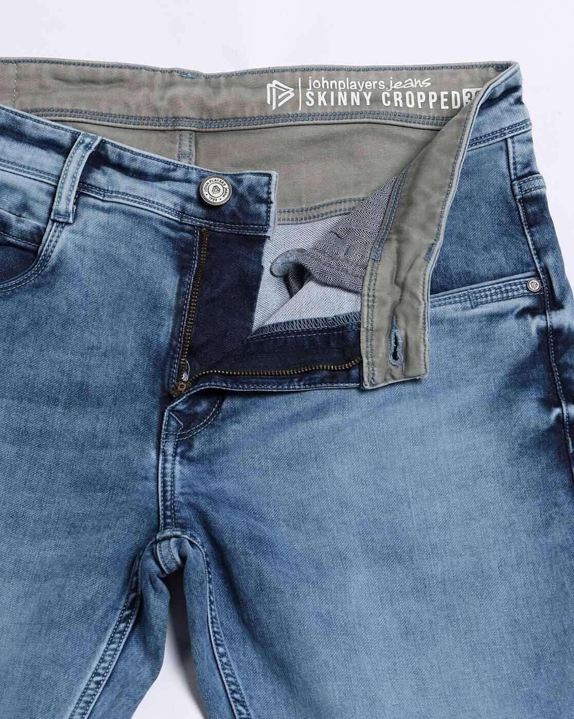 Men Mid-Wash Skinny Cropped Fit Jeans