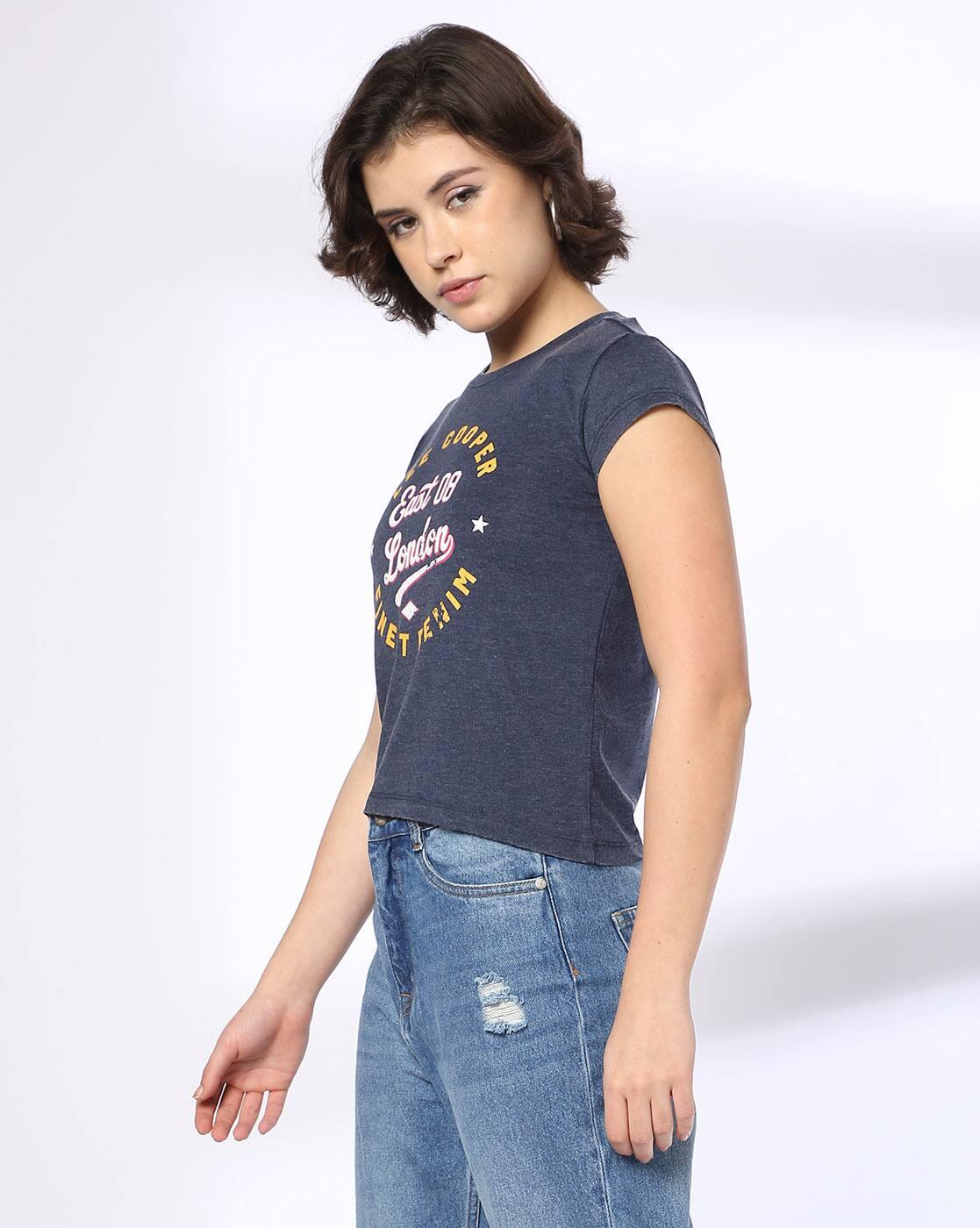 Women Typographic Print Crew-Neck T-Shirt