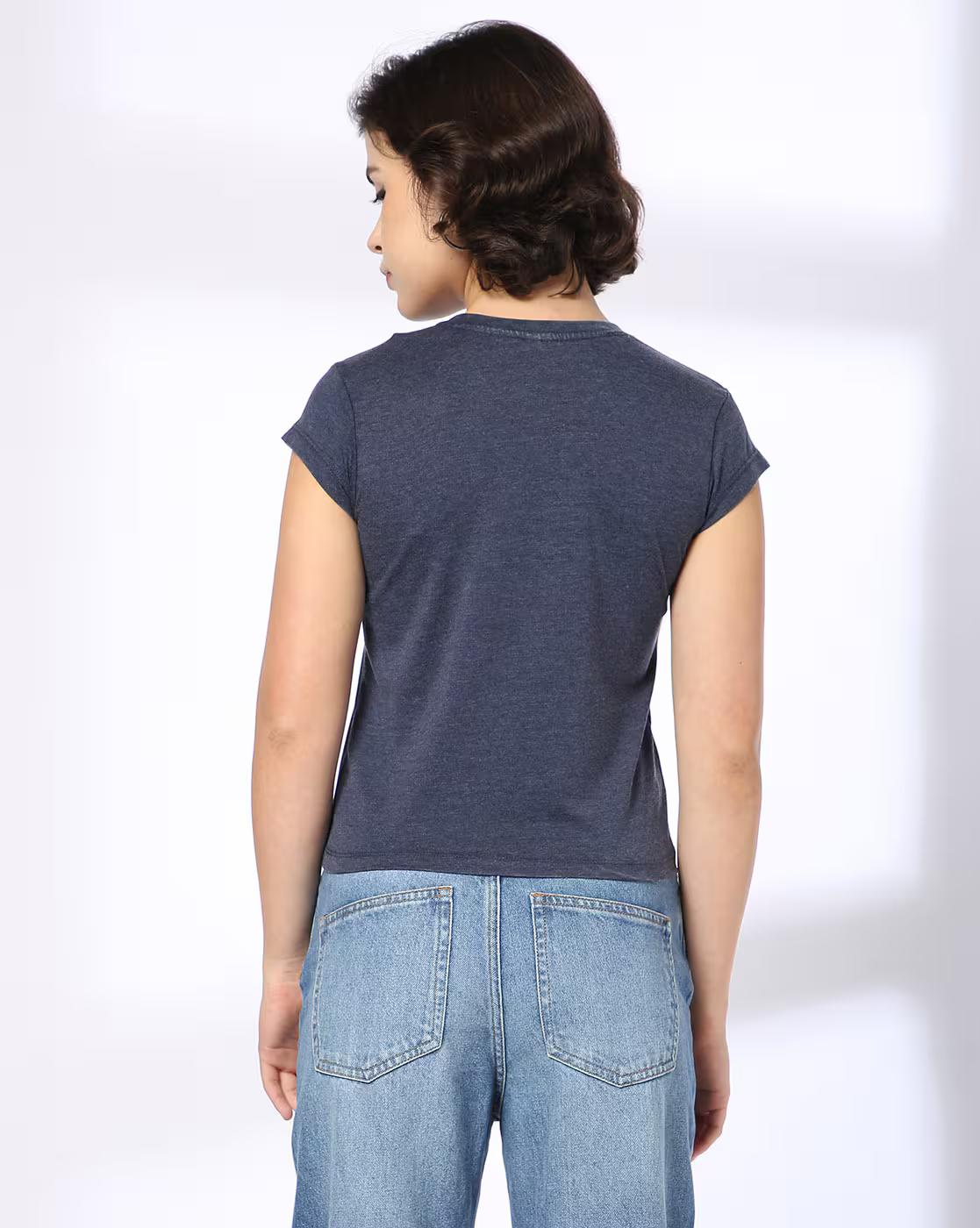 Women Typographic Print Crew-Neck T-Shirt