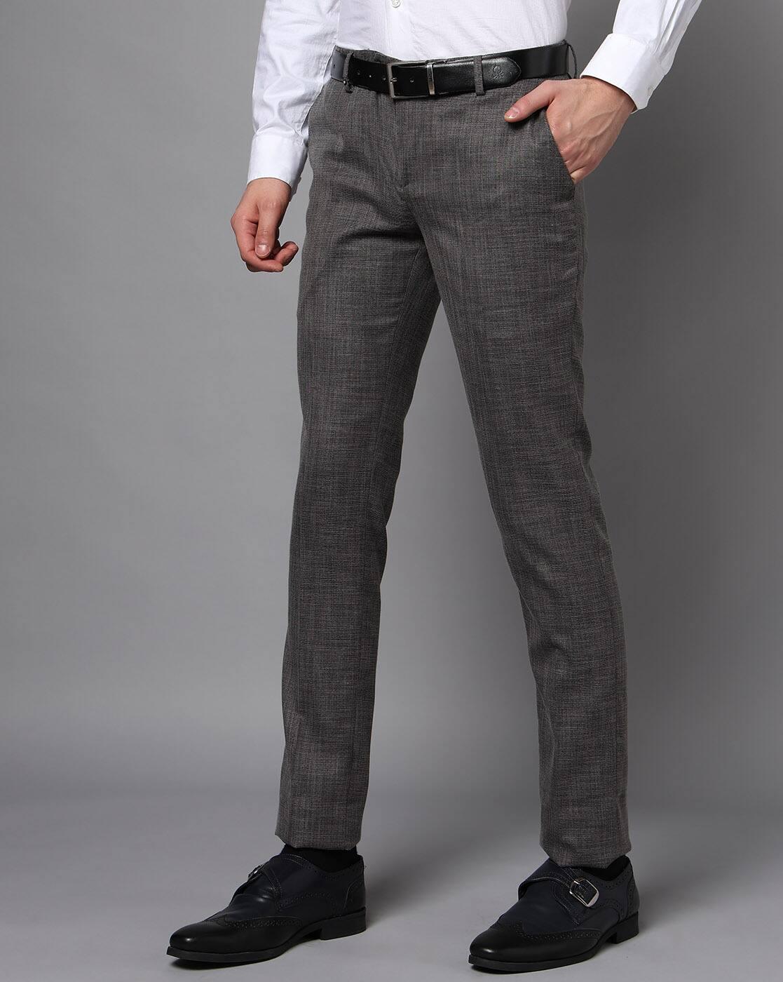 Men Slim Fit Flat-Front Trousers