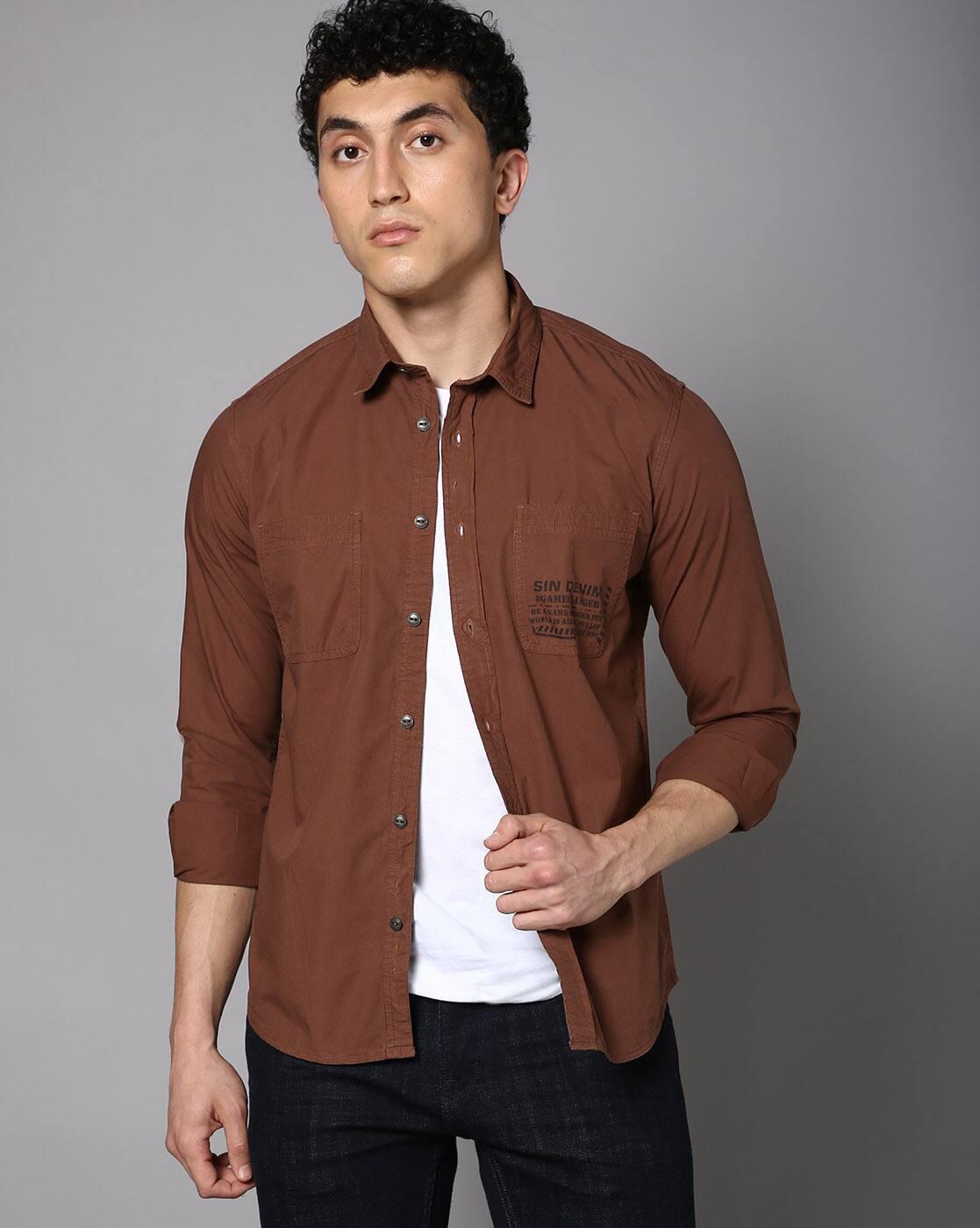 Men Typographic Slim Fit Shirt