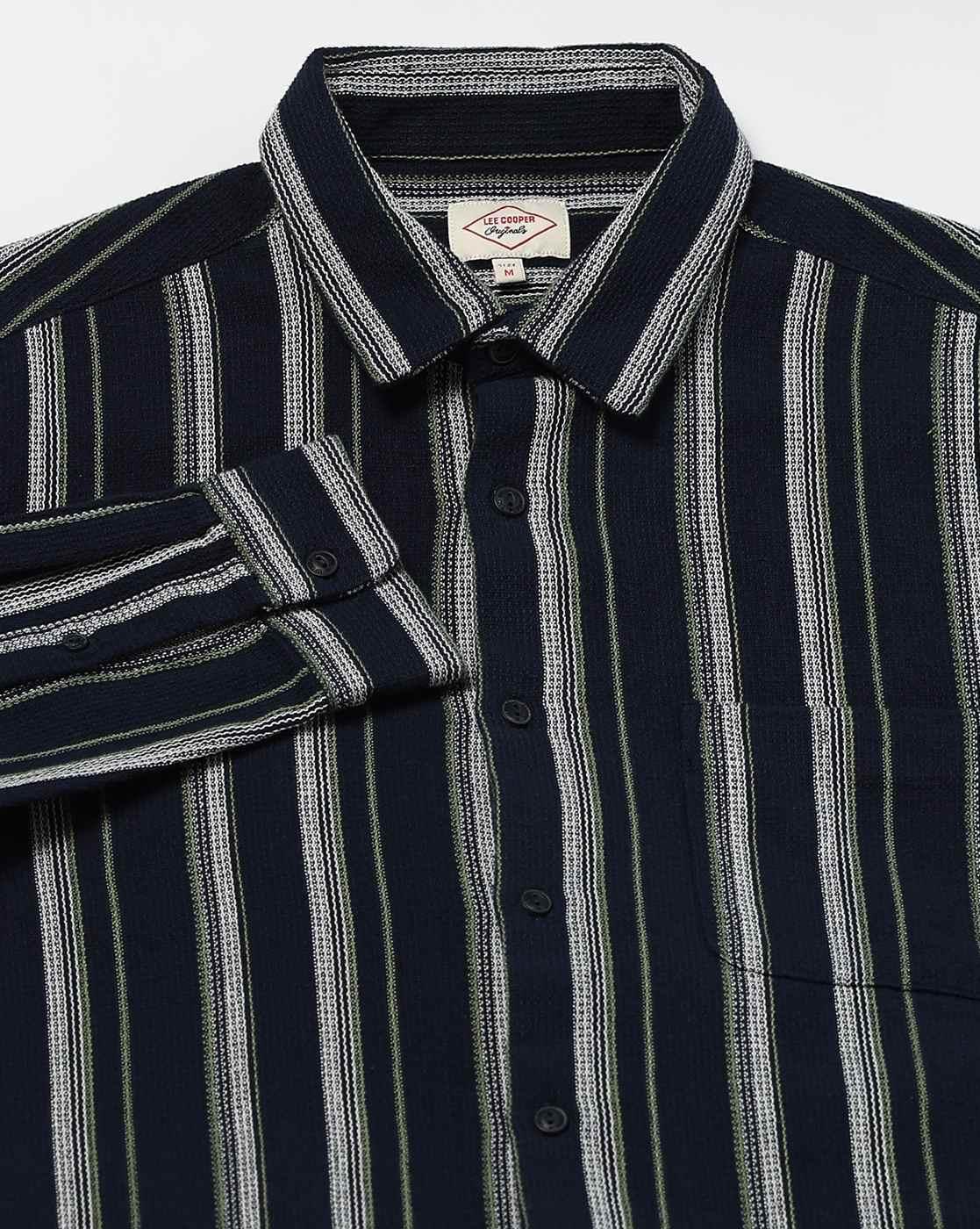 Men Striped Regular Fit Shirt with Patch Pocket