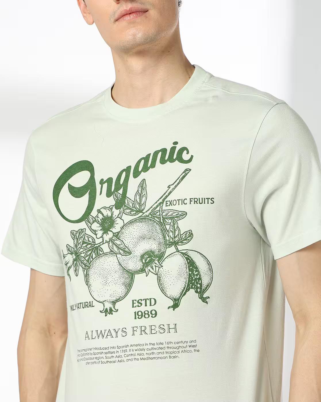 Men Graphic Print Regular Fit Cotton Crew-Neck T-Shirt