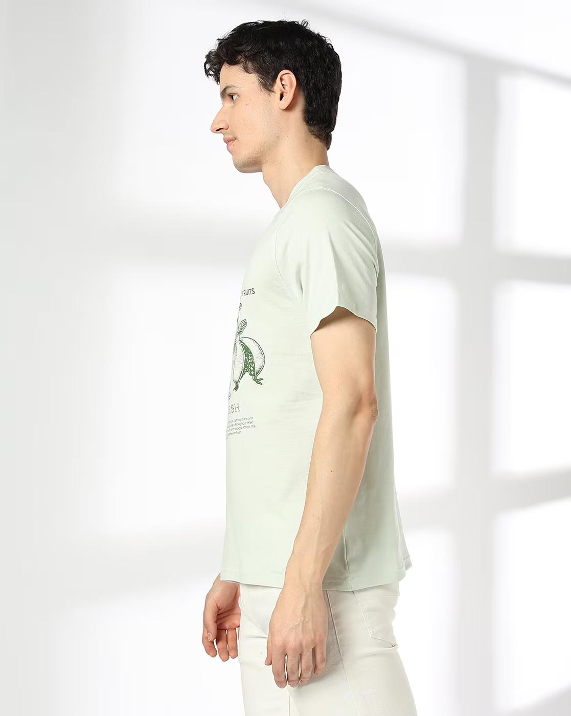 Men Graphic Print Regular Fit Cotton Crew-Neck T-Shirt