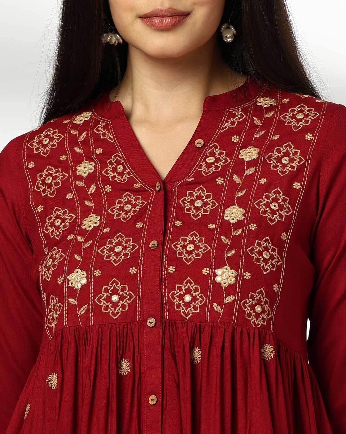 AVAASA MNM KURTAS, MAROON, L
