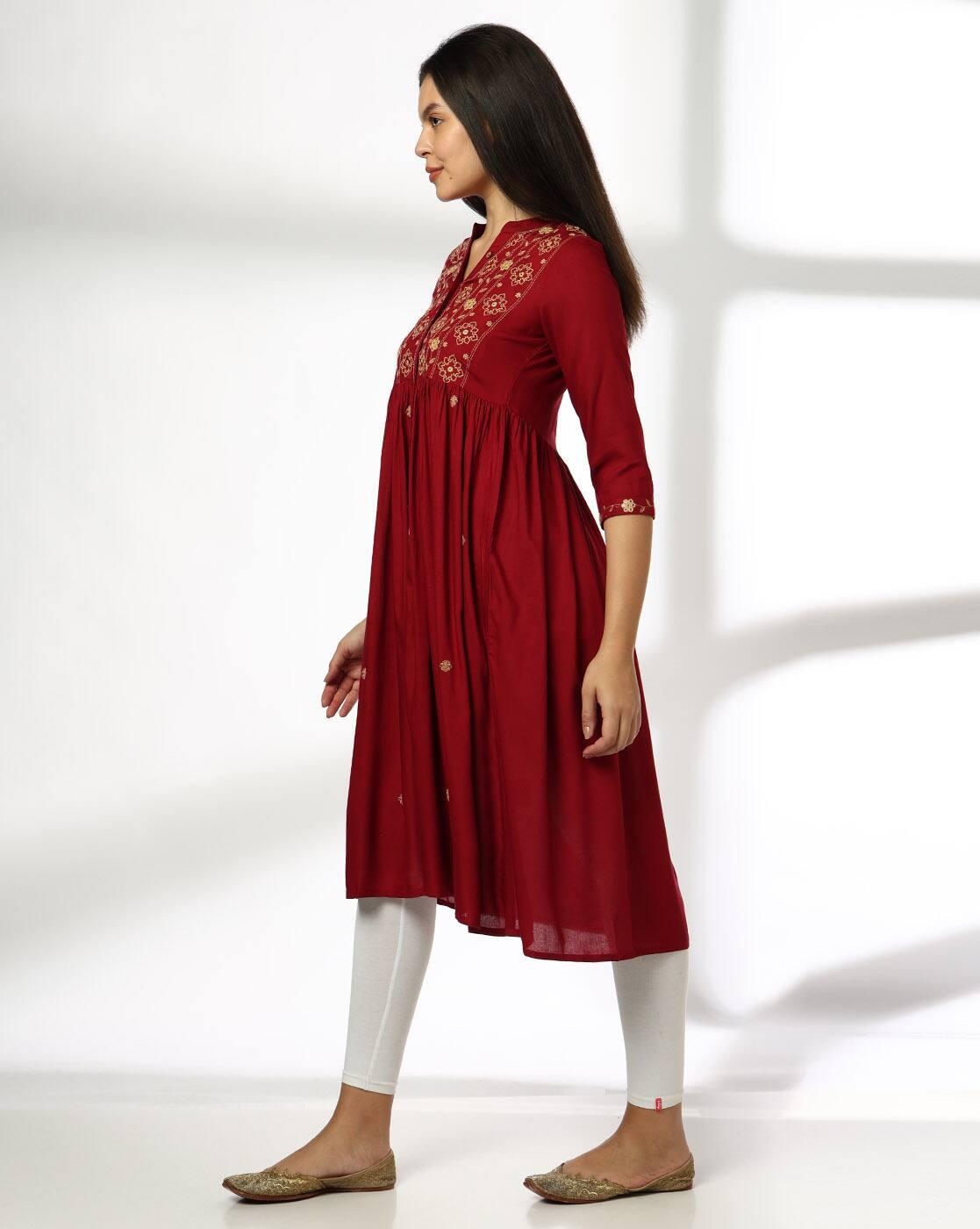 AVAASA MNM KURTAS, MAROON, L