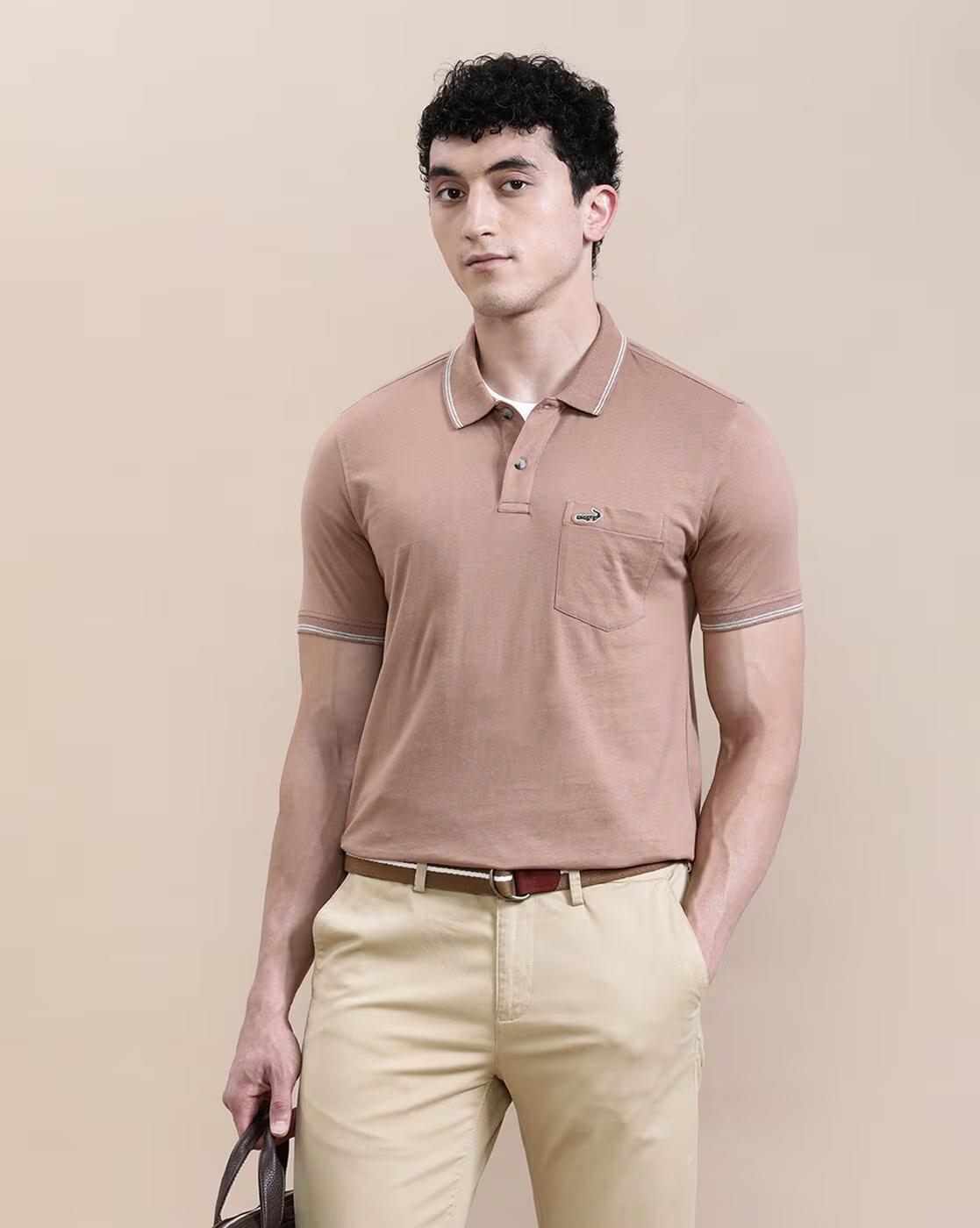 Men Slim Fit Polo T-Shirt with Logo Accent