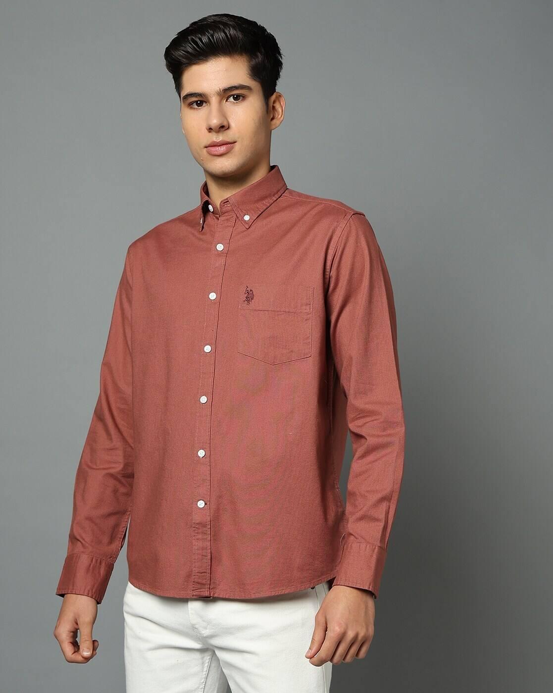 Men Regular Fit Shirt with Patch Pocket