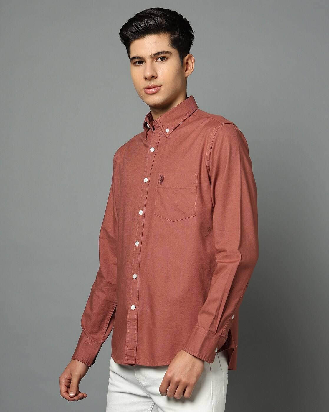 Men Regular Fit Shirt with Patch Pocket