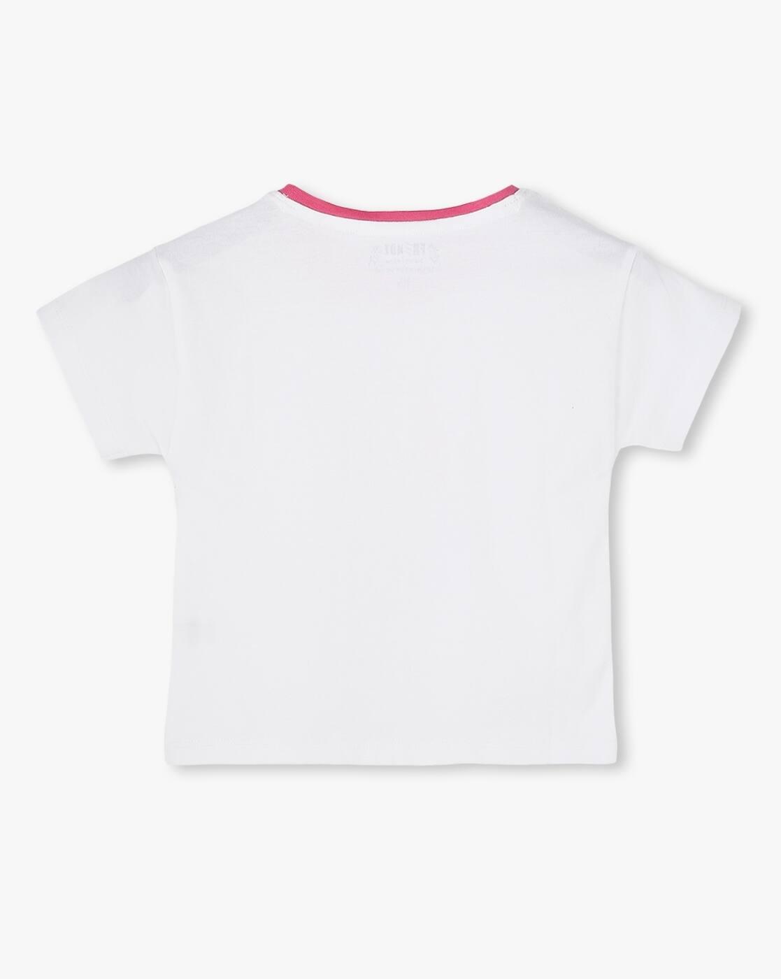 Girls Graphic Print Loose Fit Crew-Neck T-Shirt