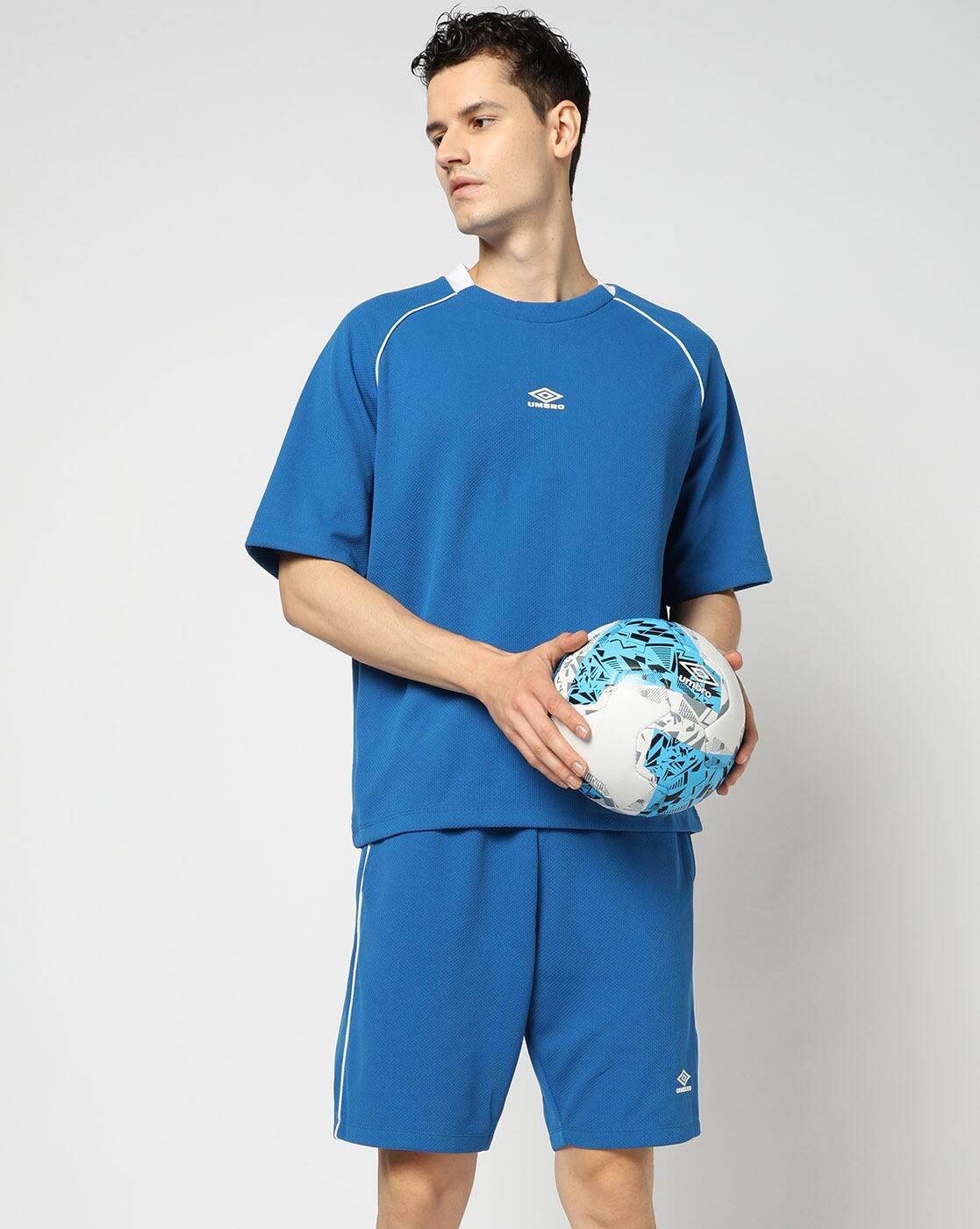 Men Panelled Logo Print Regular Fit Crew-Neck T-shirt with Contrast Tipping