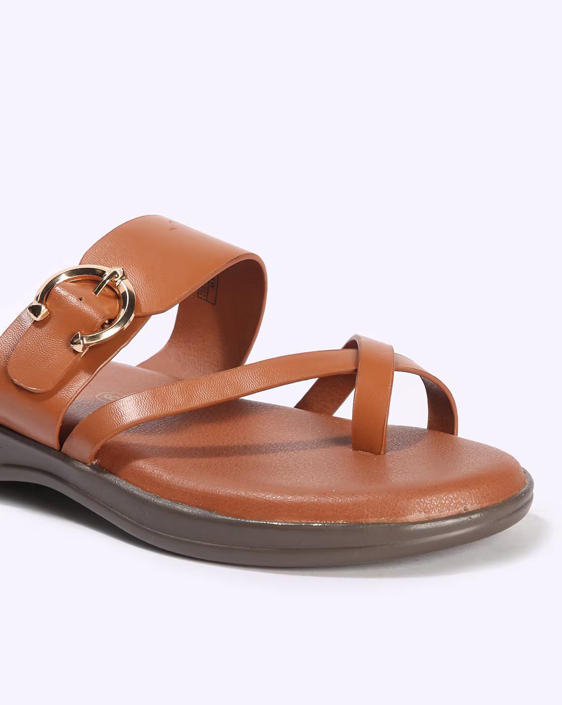 Women Toe-Ring Slippers with Metal Accent