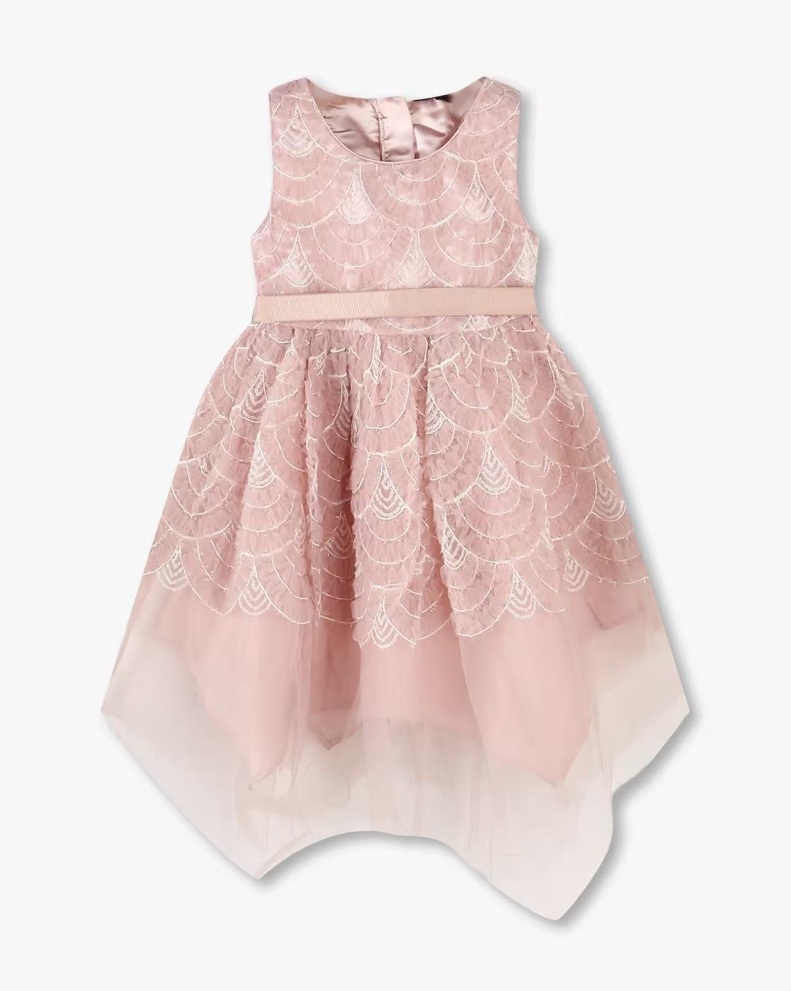 Girls Lace Tulle Fit & Flare Dress
