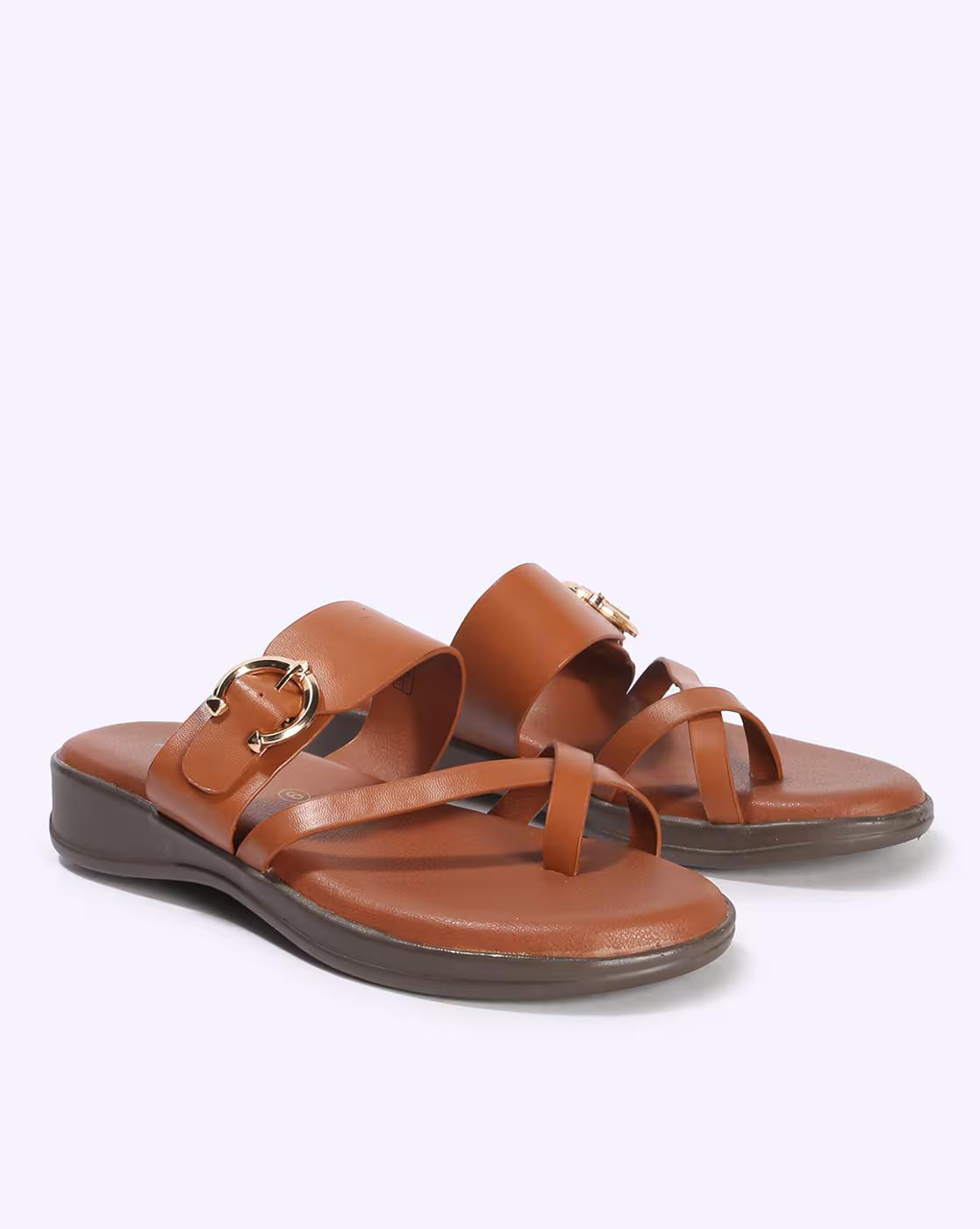 Women Toe-Ring Slippers with Metal Accent