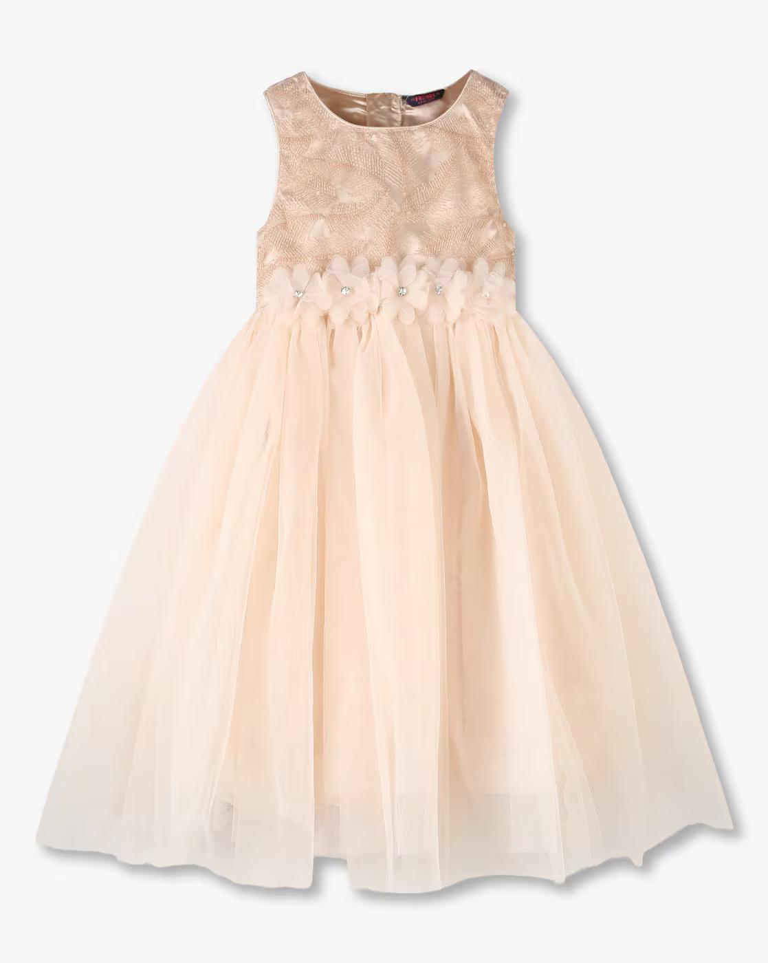 tulle dress w dtm lace patc, PEACH, 5-6Y