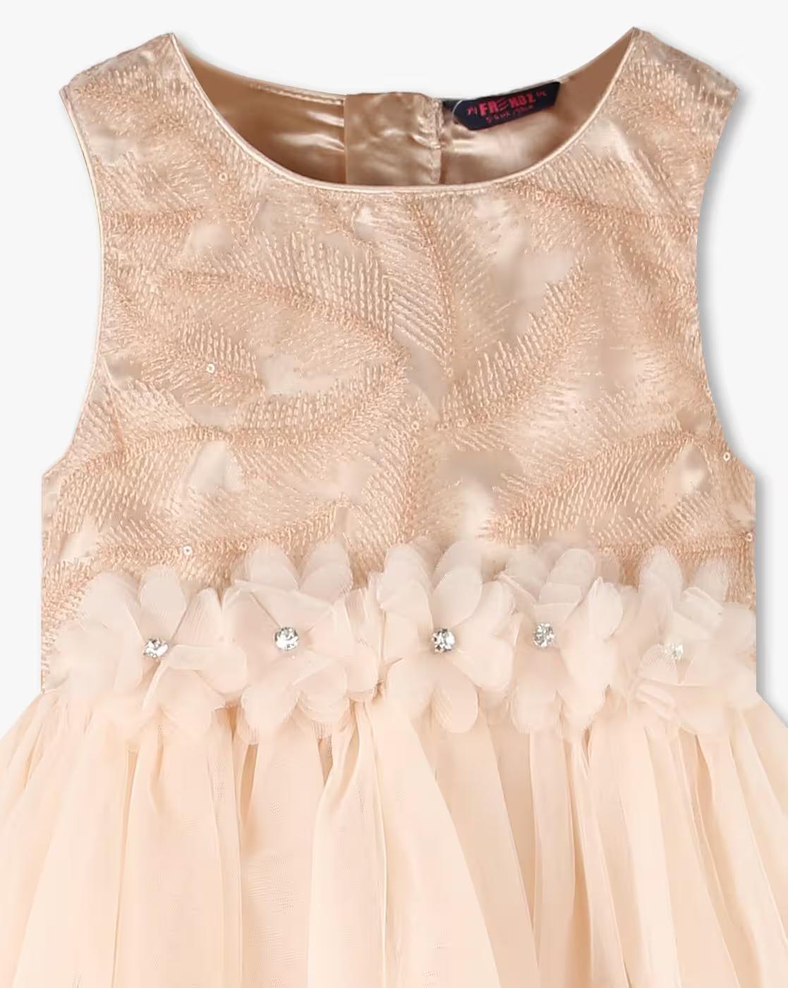 tulle dress w dtm lace patc, PEACH, 5-6Y