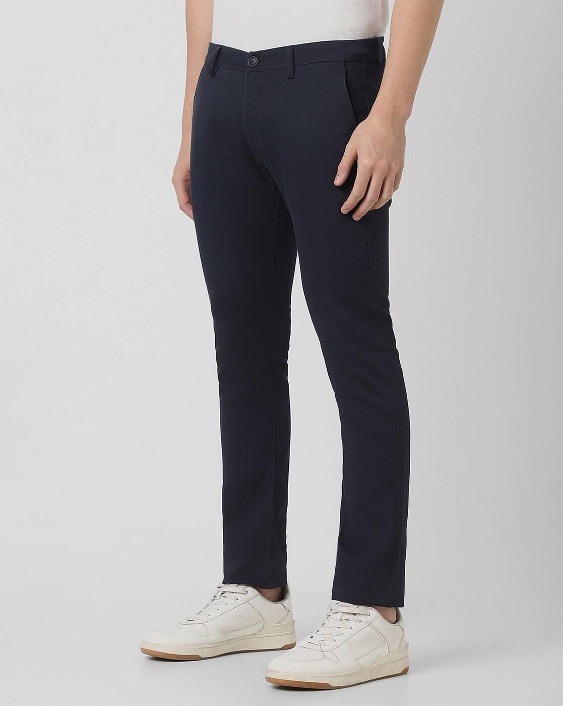 Men Skinny Fit Flat-Front Trousers