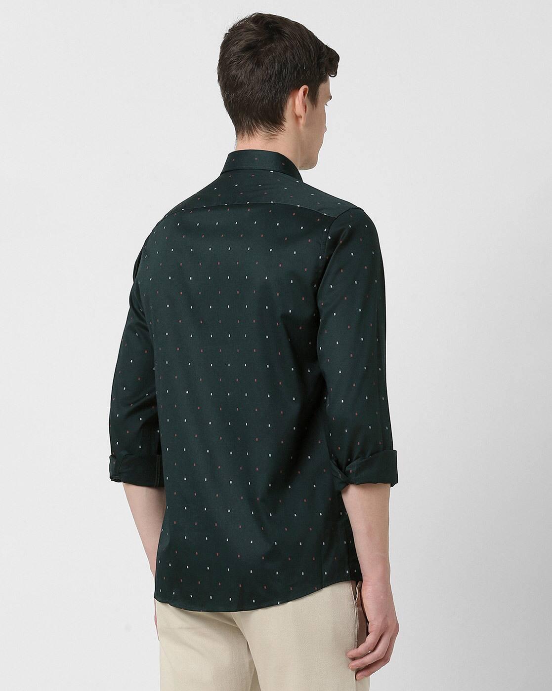Men Micro Print Slim Fit Shirt