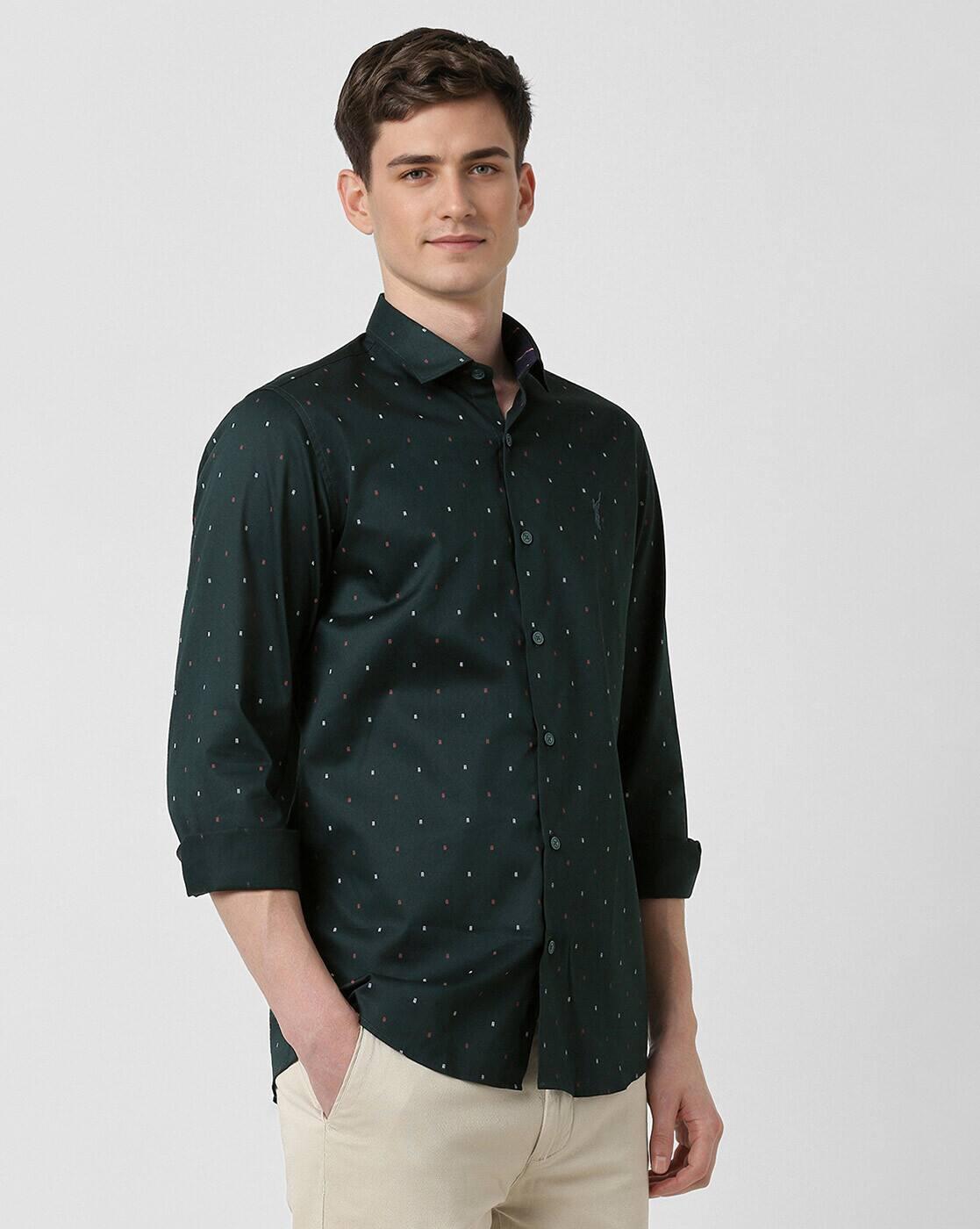 Men Micro Print Slim Fit Shirt
