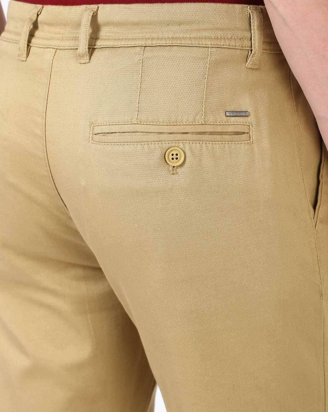 Men Slim Fit Flat-Front Chinos with Insert Pockets